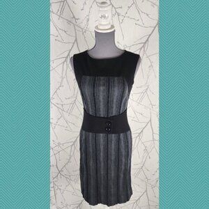 Tension Navy Stripe Colorblock Stretch Knit Midi Sheath Dress